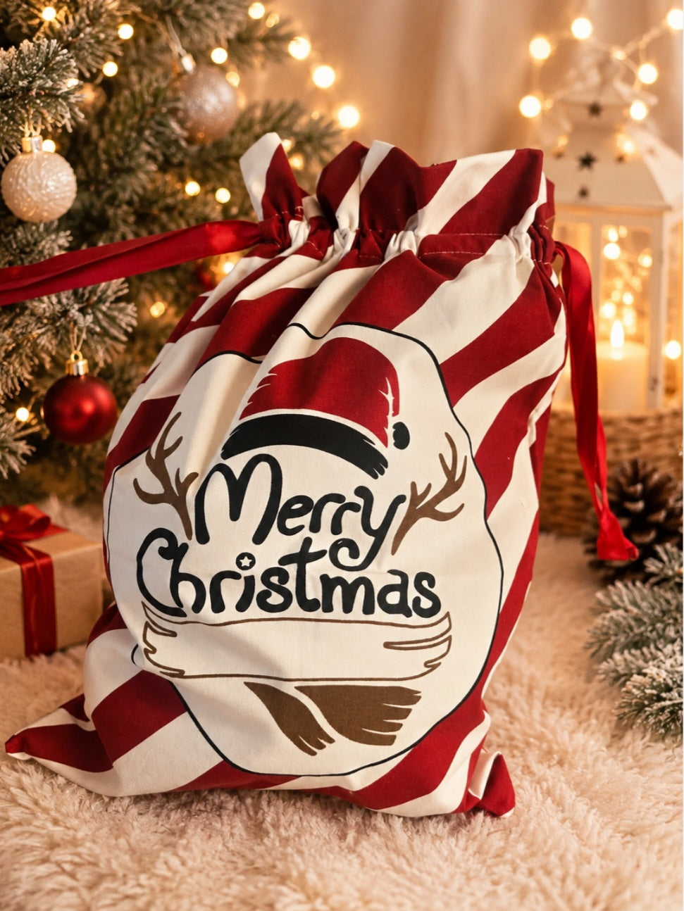 Personalised Christmas Sack – Red & White (Standard 61x44cm)